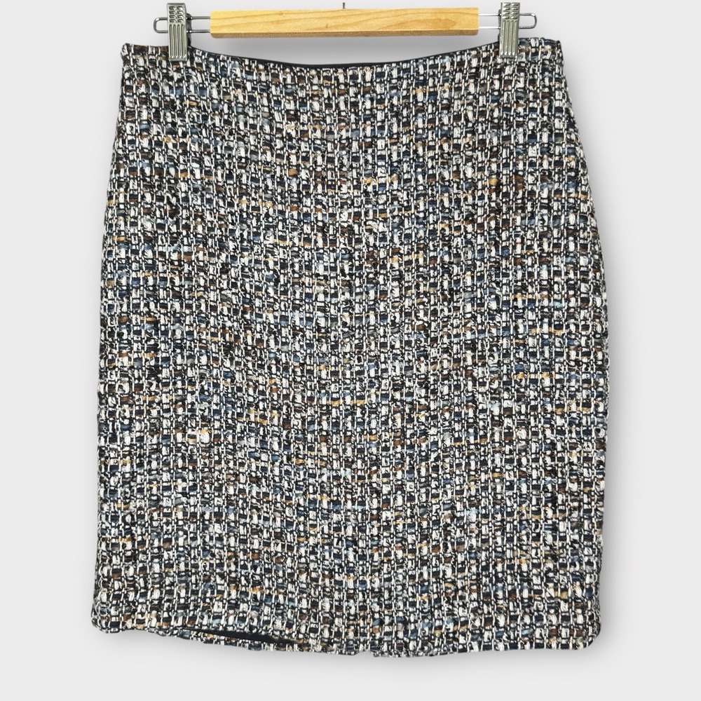 Talbots Petites Skirt Womens Size 8P Navy Chunky Tweed‎ Wool Blend Pencil Boucle
